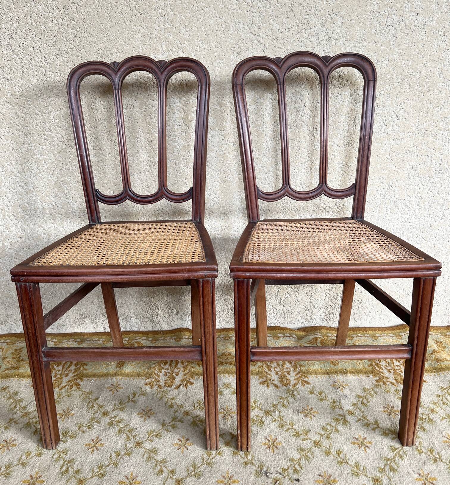 Pair of late 19th century mahogany bistro chairs