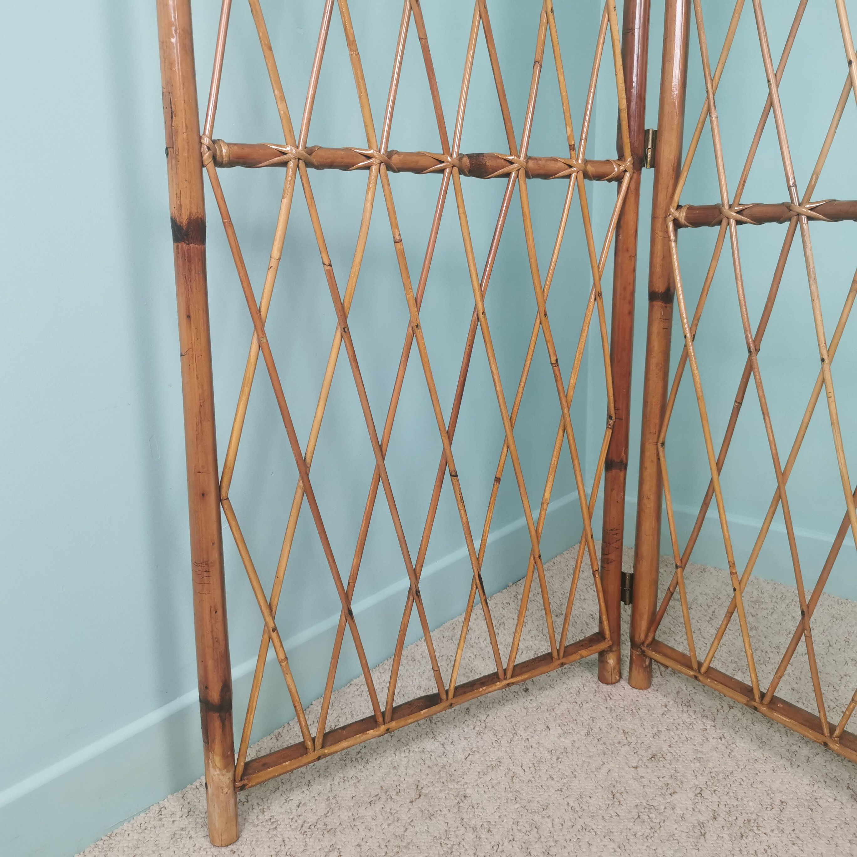 Rattan and bamboo screen