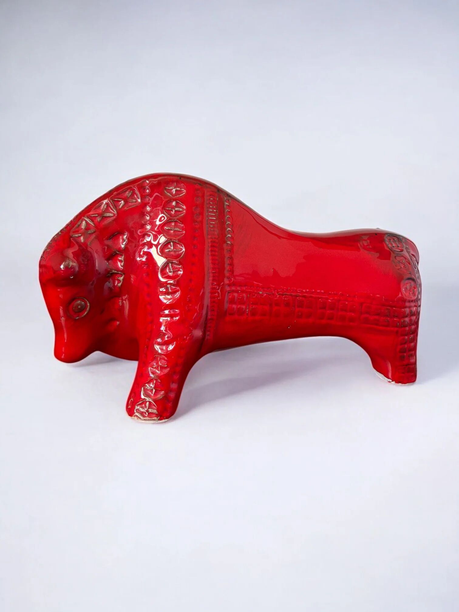 Red ceramic bull by Aldo Londi for Bitossi, Italy, 1960s