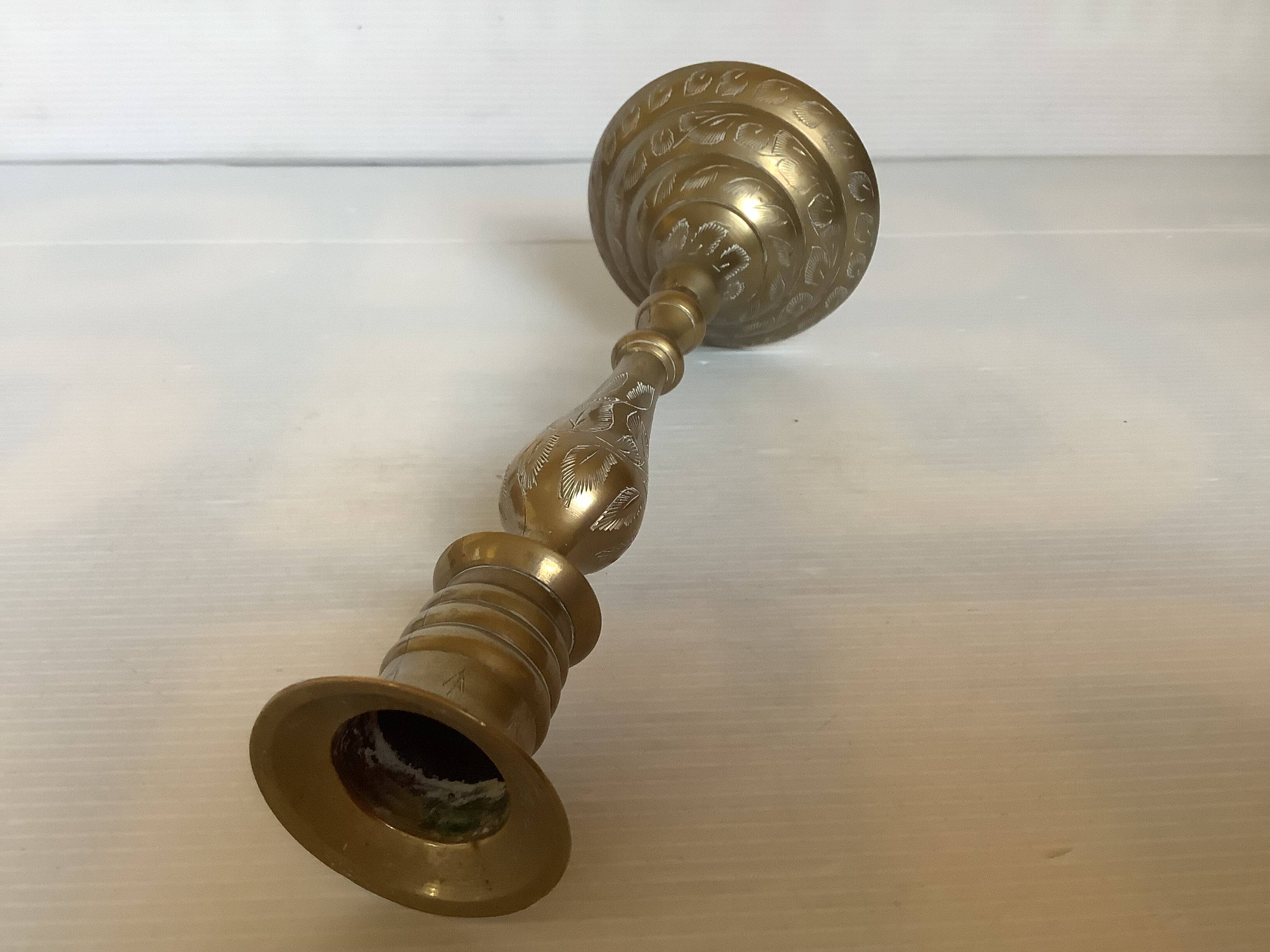 Worked brass candlestick
