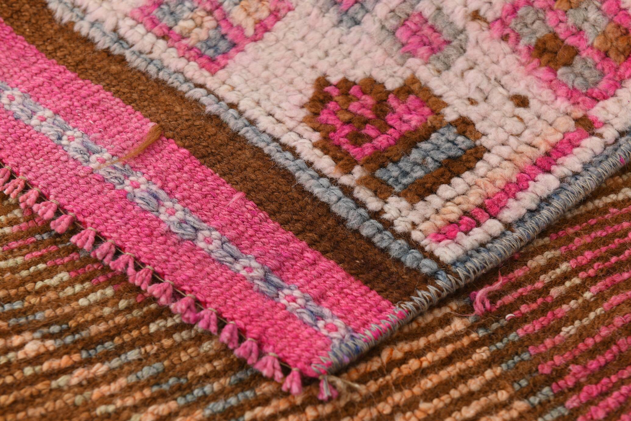 Soft Pink Turkish Vintage Runner Rug, 93x335Cm