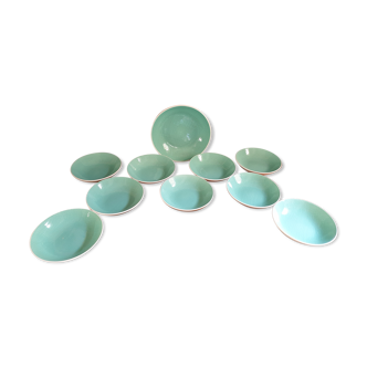 Set of 11 hollow plates and flat Les Salins