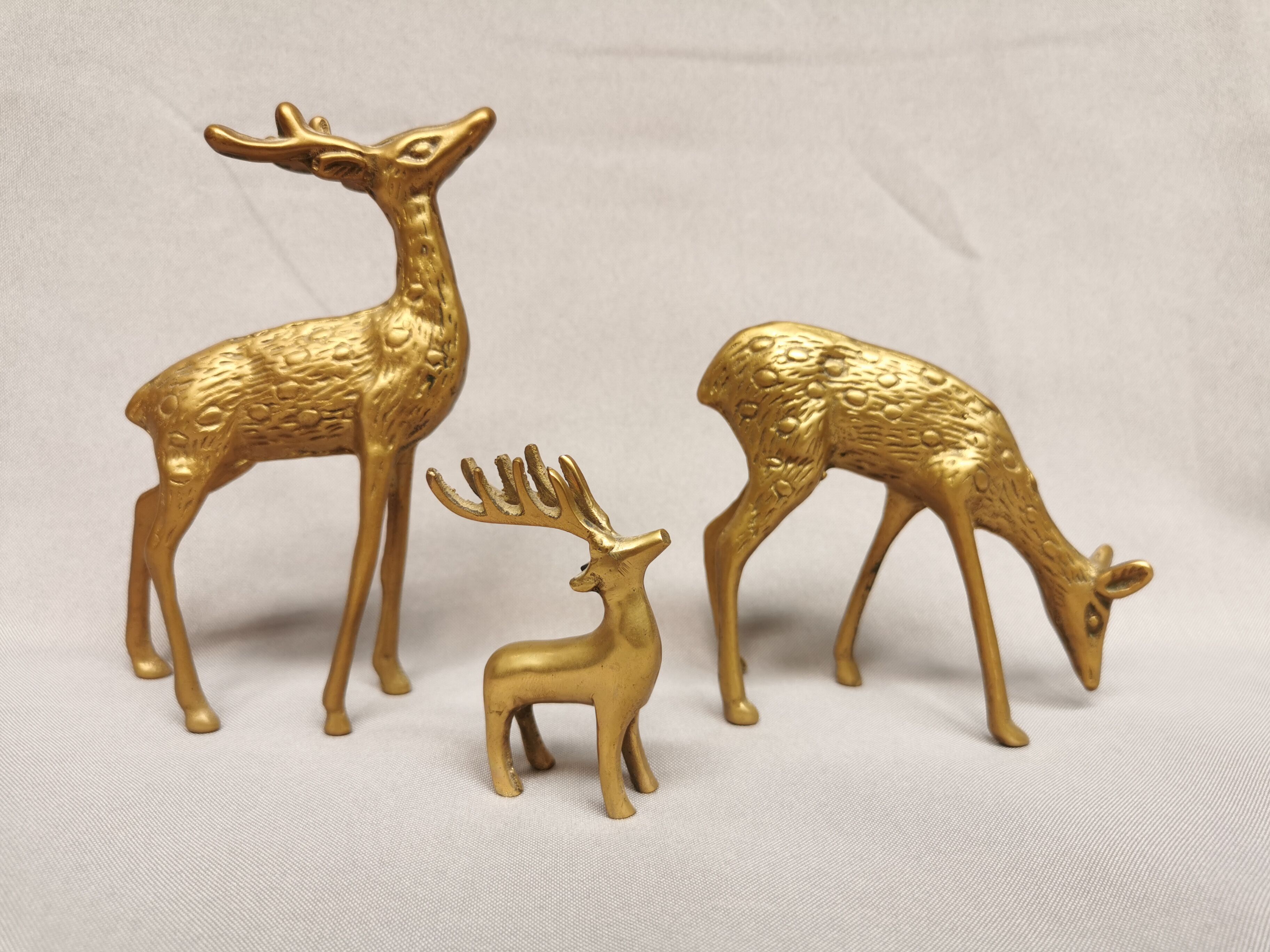 3 vintage animals deco / Brass Deer