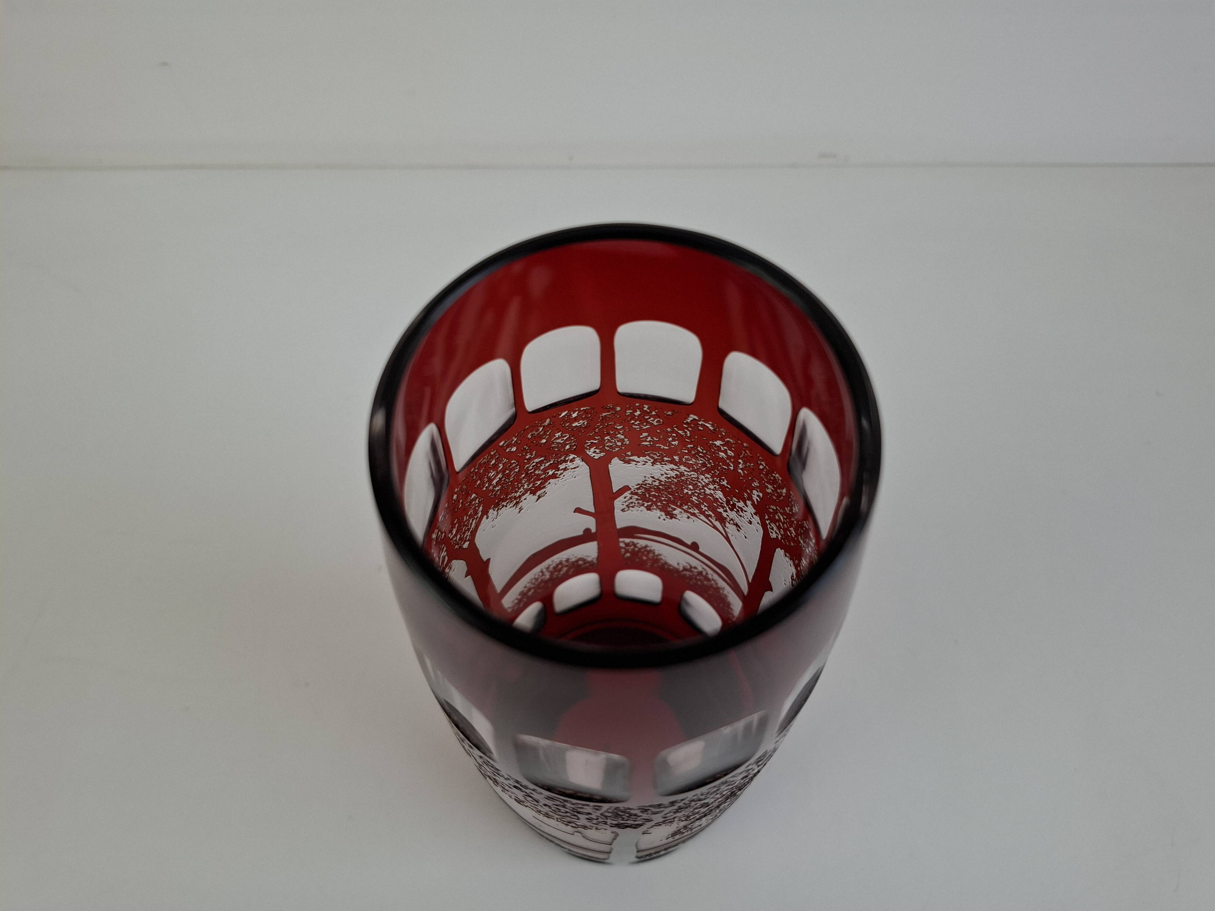Egermann Art Deco Ruby Cut Overlay Vase, Czechoslovakia, circa 1920