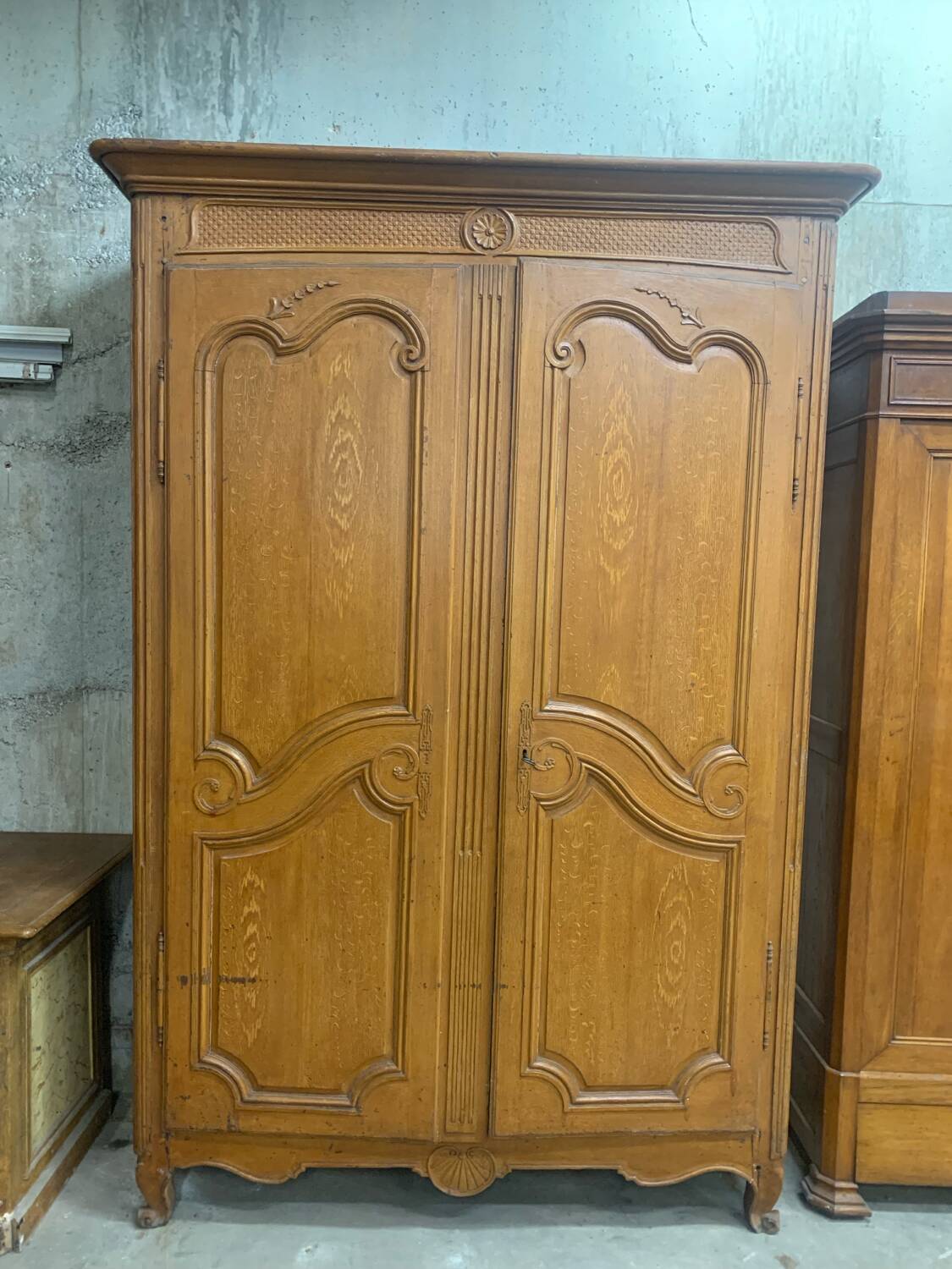 Old wardrobe, painted faux wood 19th century