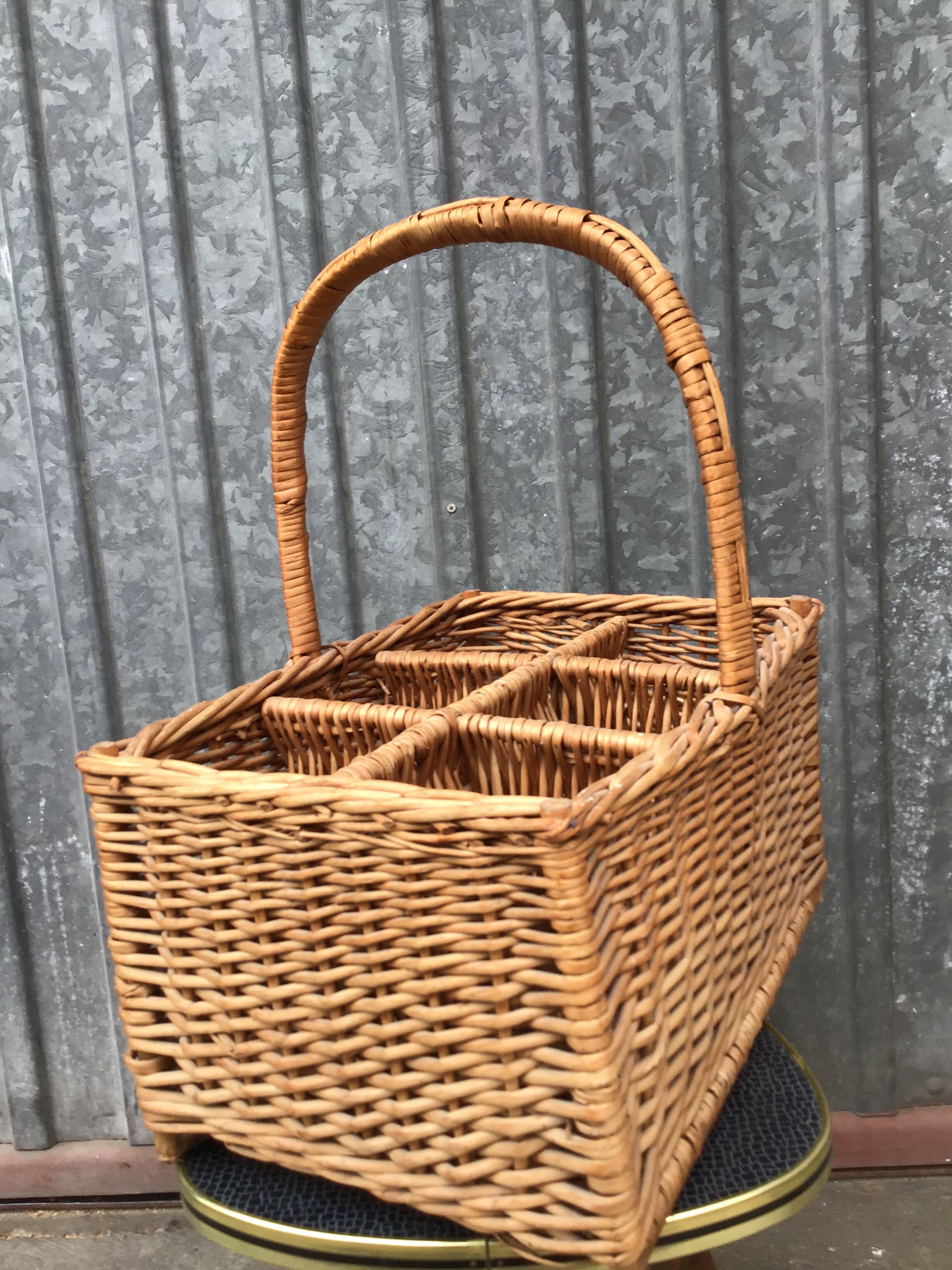 Vintage wicker bottle holder