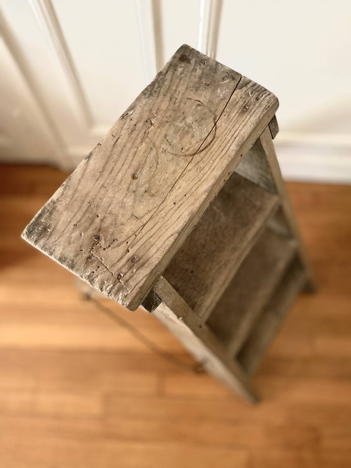 Antique wooden folding stepladder