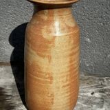 Vintage 1950s ceramic vase with floral decoration - signed Vallauris H 20 cm