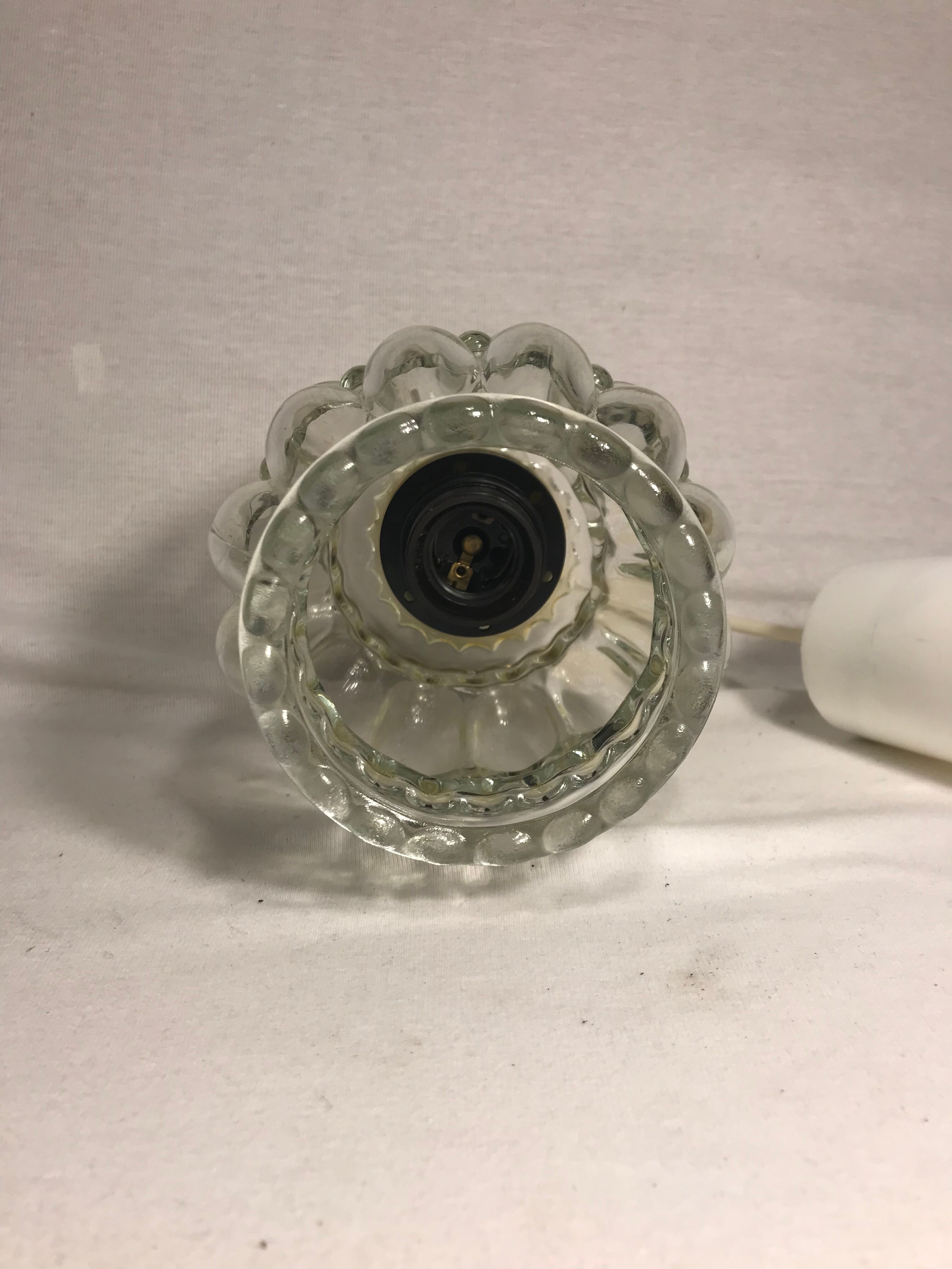 Suspension chandelier ceiling light glass molded 70s vintage