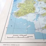 Vintage map of Great Britain and Ireland 43x43cm from 1950