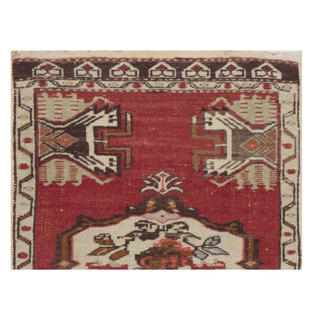 Hand-knotted Small Rug. Door Mat. Turkish Wool Seat Cover. Entryway Mat. Kitchen Rug. Vintage Bath Mat