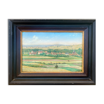 Impressionist painting HST Landscape with vines A. Guilbert 1892 éc. Chatou