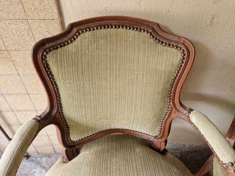 Pair of Louis XV style cabriolet armchairs in molded wood - 19th century