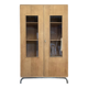 Glass-fronted school cabinet in raw oak