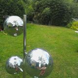 Lampadaire 3 boules éclairage vintage 1970 inox