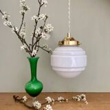 Vintage globe pendant light in white opaline