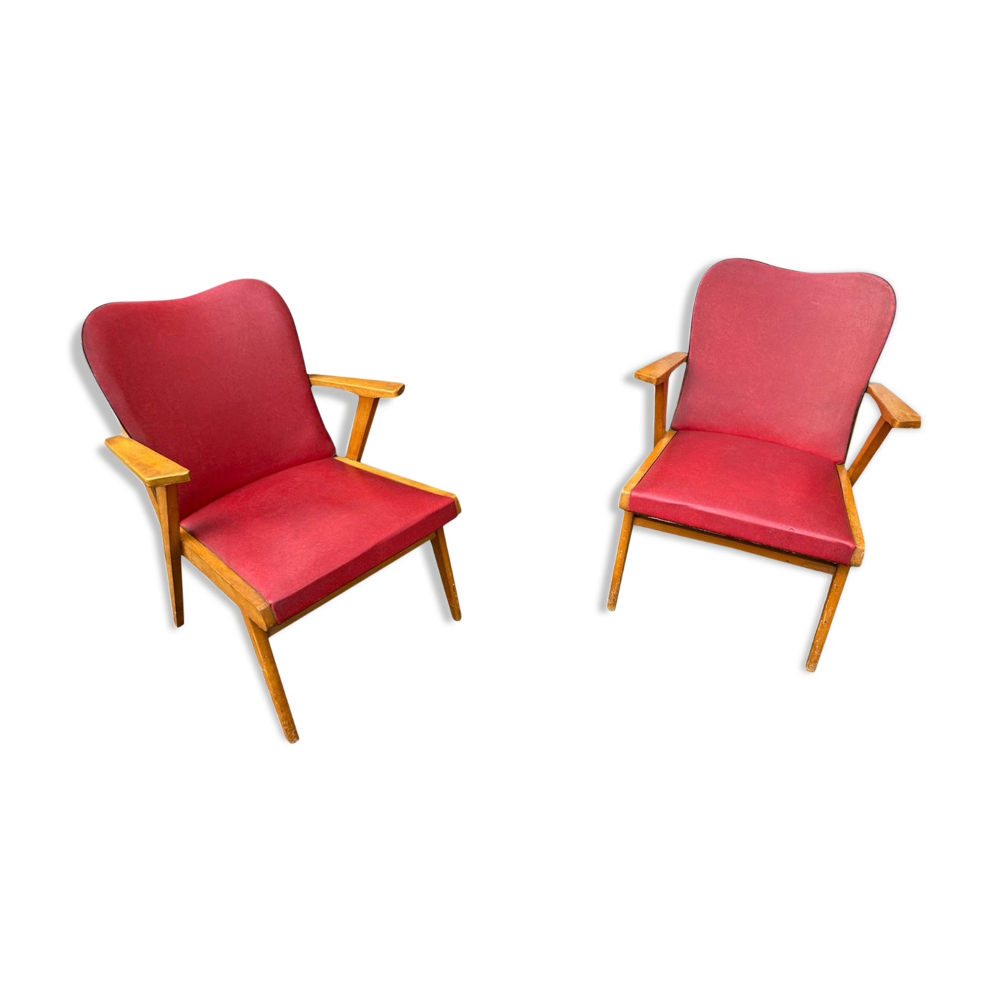 Pair of compass feet bridge chairs