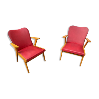 Pair of compass feet bridge chairs