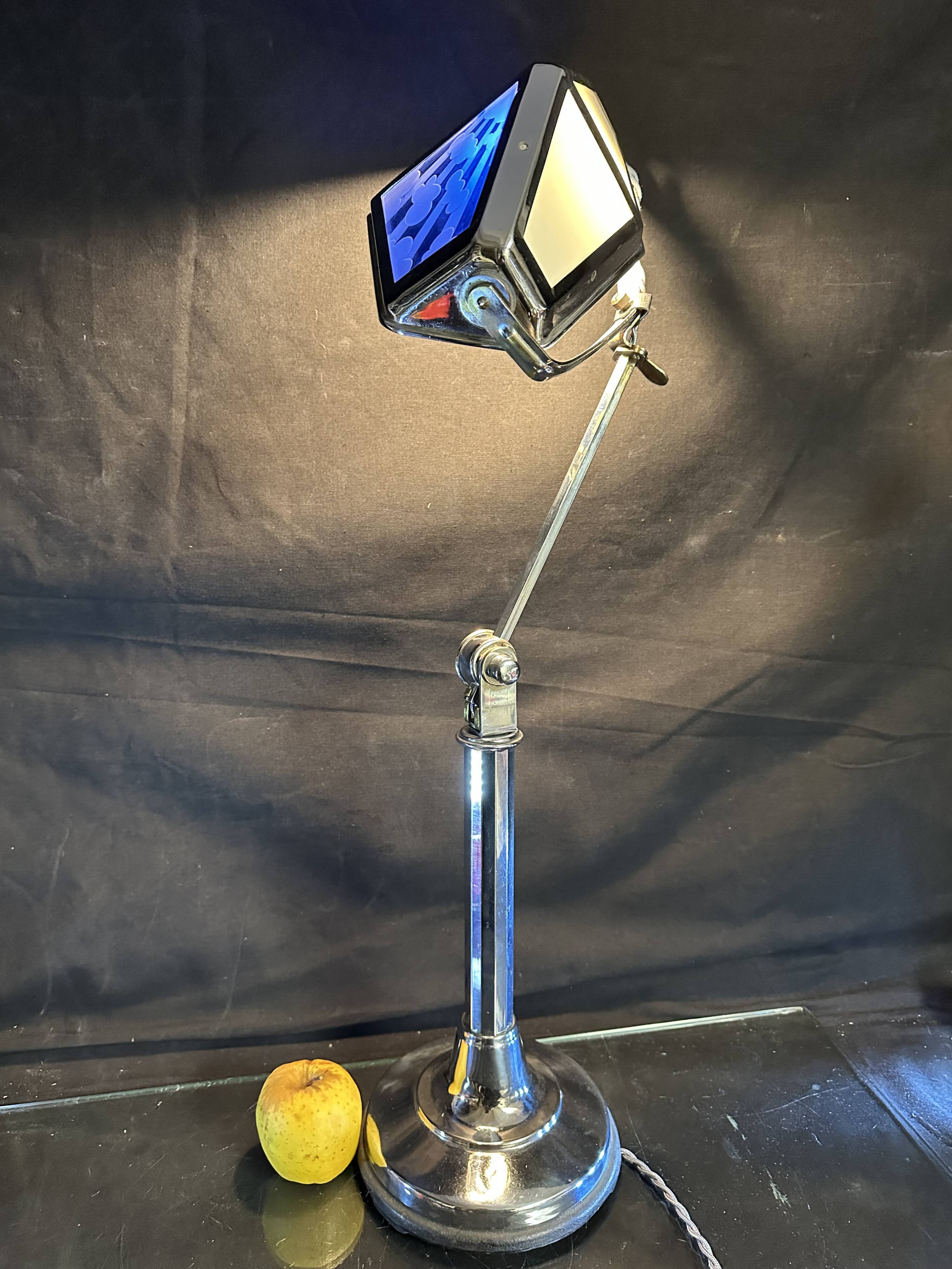 Large PIROUETT Art Deco metal chromo glass clouds lamp