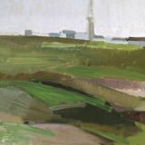 1961 Mid-Century Modern "Brittany" Vintage Expressionist Landscape Oil Painting, Framed