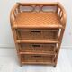 Rattan wicker storage cabinet with 3 vintage drawers