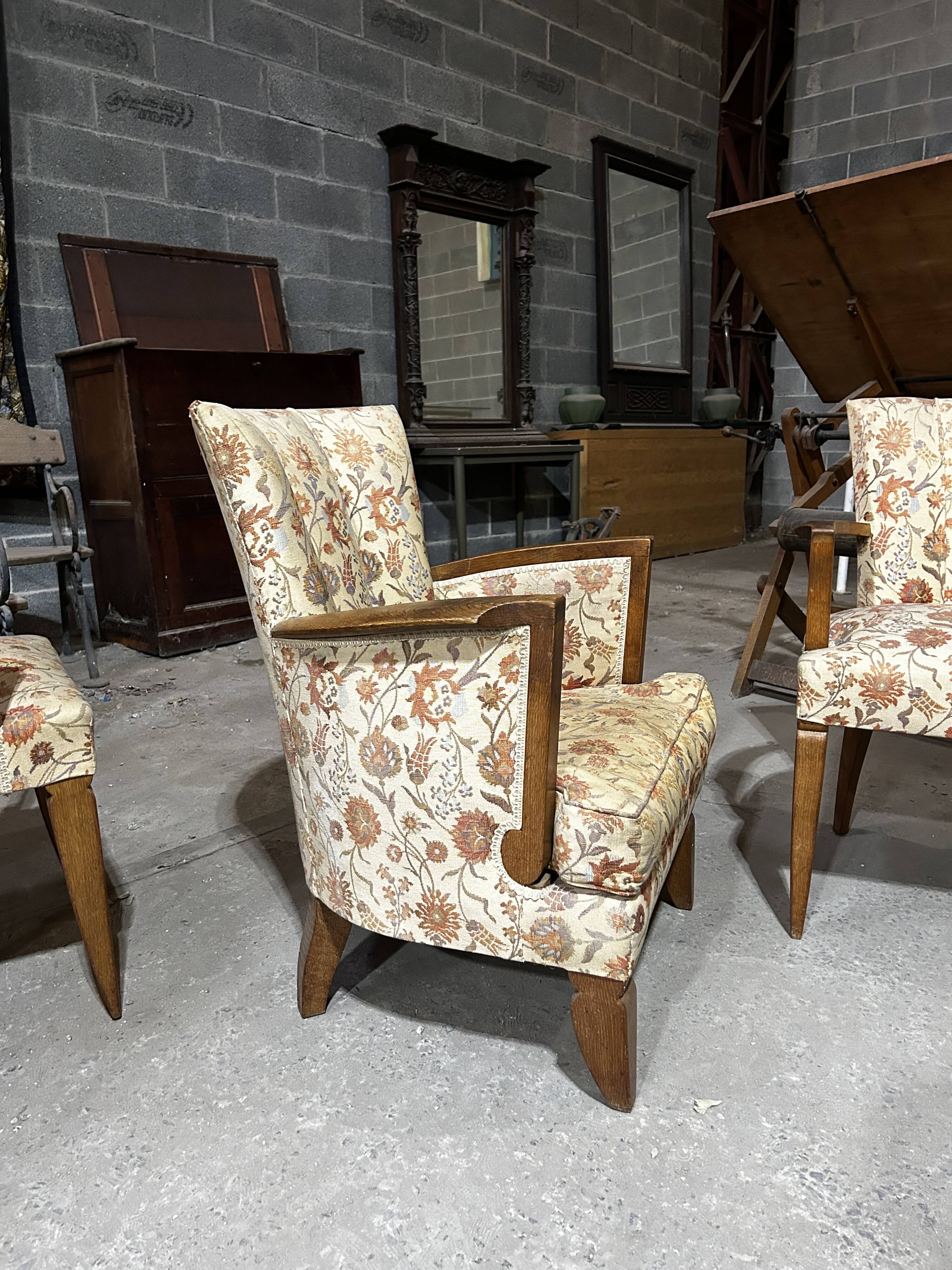 3 Art Deco armchairs, 1940