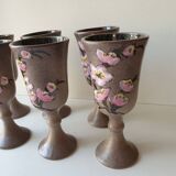 Set of 6 ceramic wine glasses Signed Vallauris Moby Jo's (By Marius Musarra