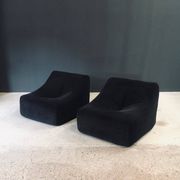Mid-Century Modern French Corduroy Lounge Chairs, 1970s, Set of 2