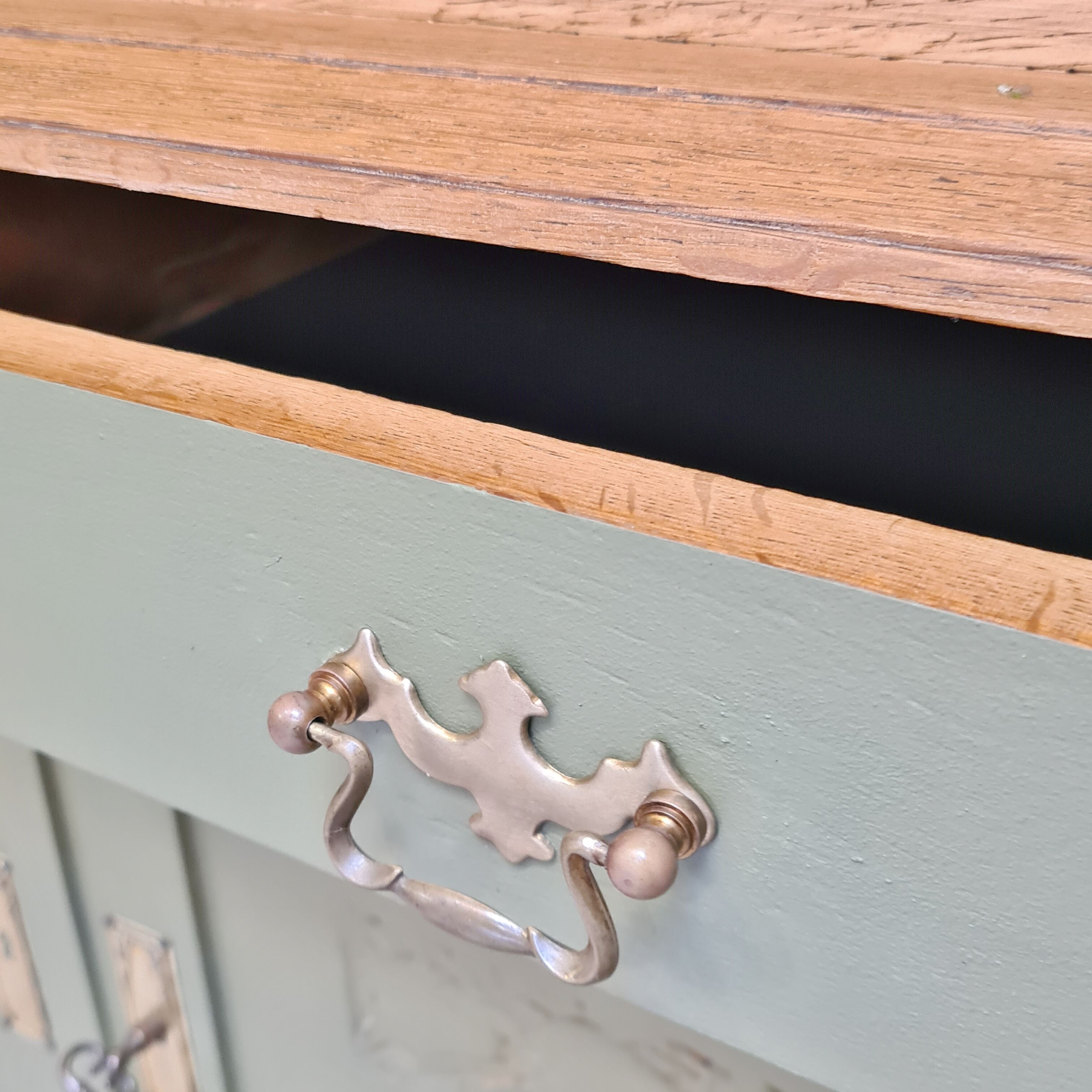 Old 2-door service console in restyled solid oak