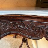 Console in carved solid oak and marble top