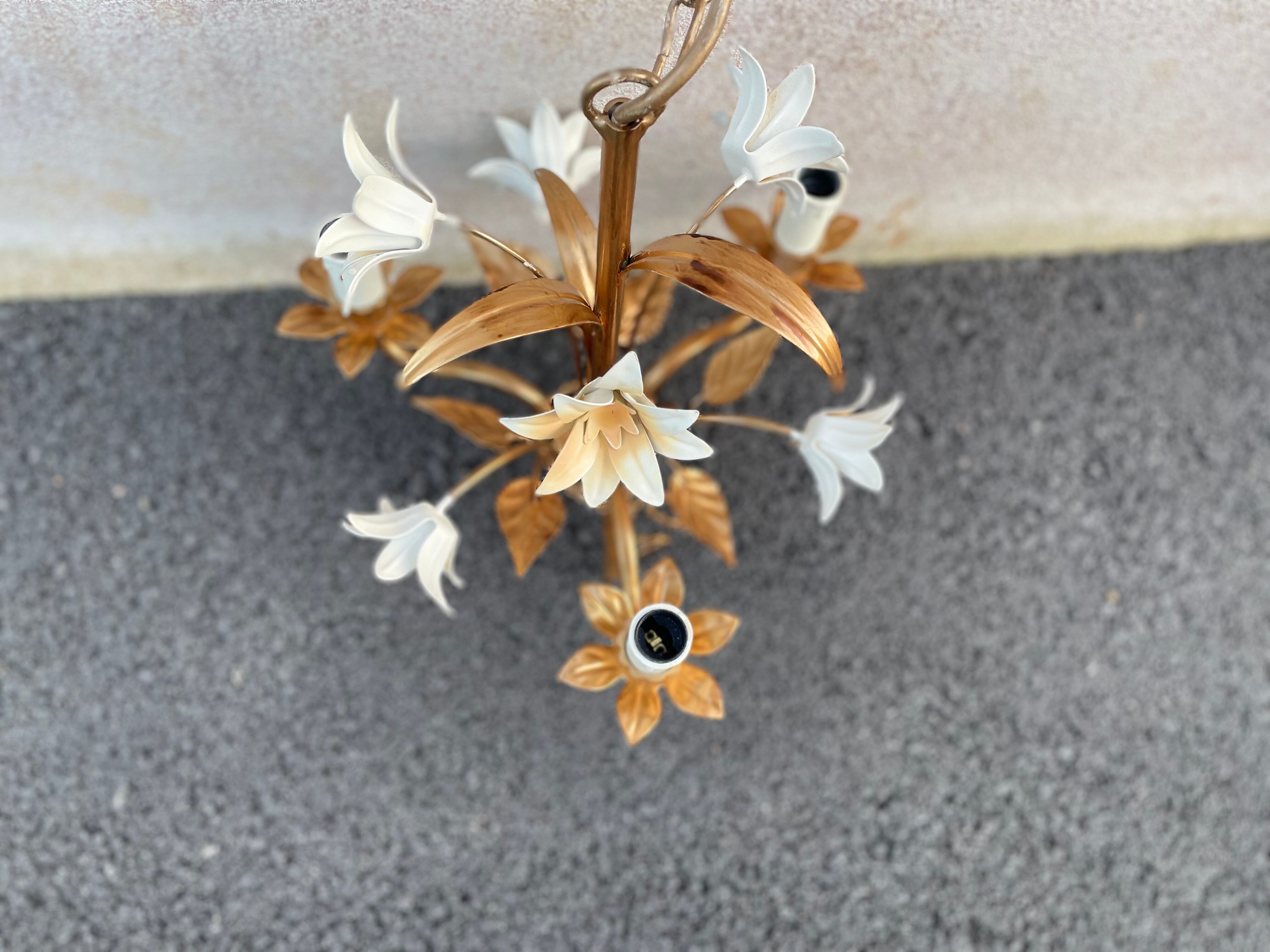 Lustre métal fleurs 3 feux