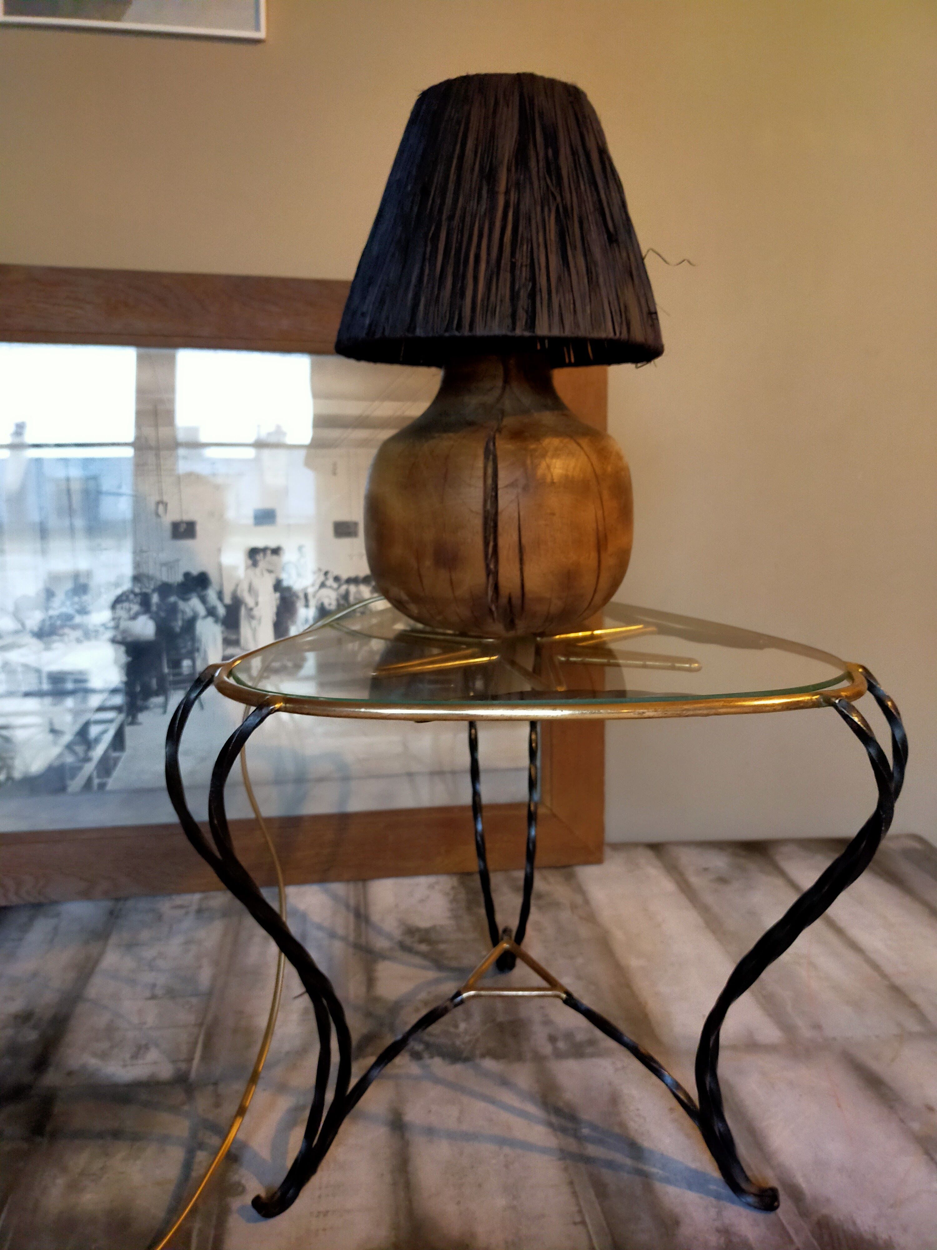 Vintage wrought iron tripod coffee table
