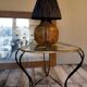 Vintage wrought iron tripod coffee table