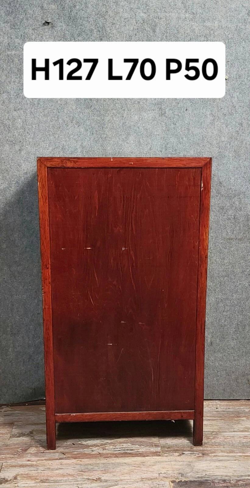 Asia, 20th century: Lacquered cabinet decorated with vases of flowers in hardstone