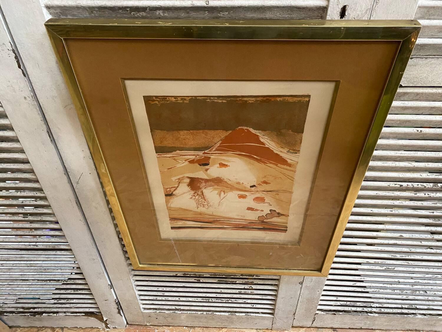 Old lithograph nicole tercinet levin “composition” + golden frame