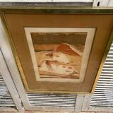 Ancienne lithographie nicole tercinet levin « composition « + cadre doré