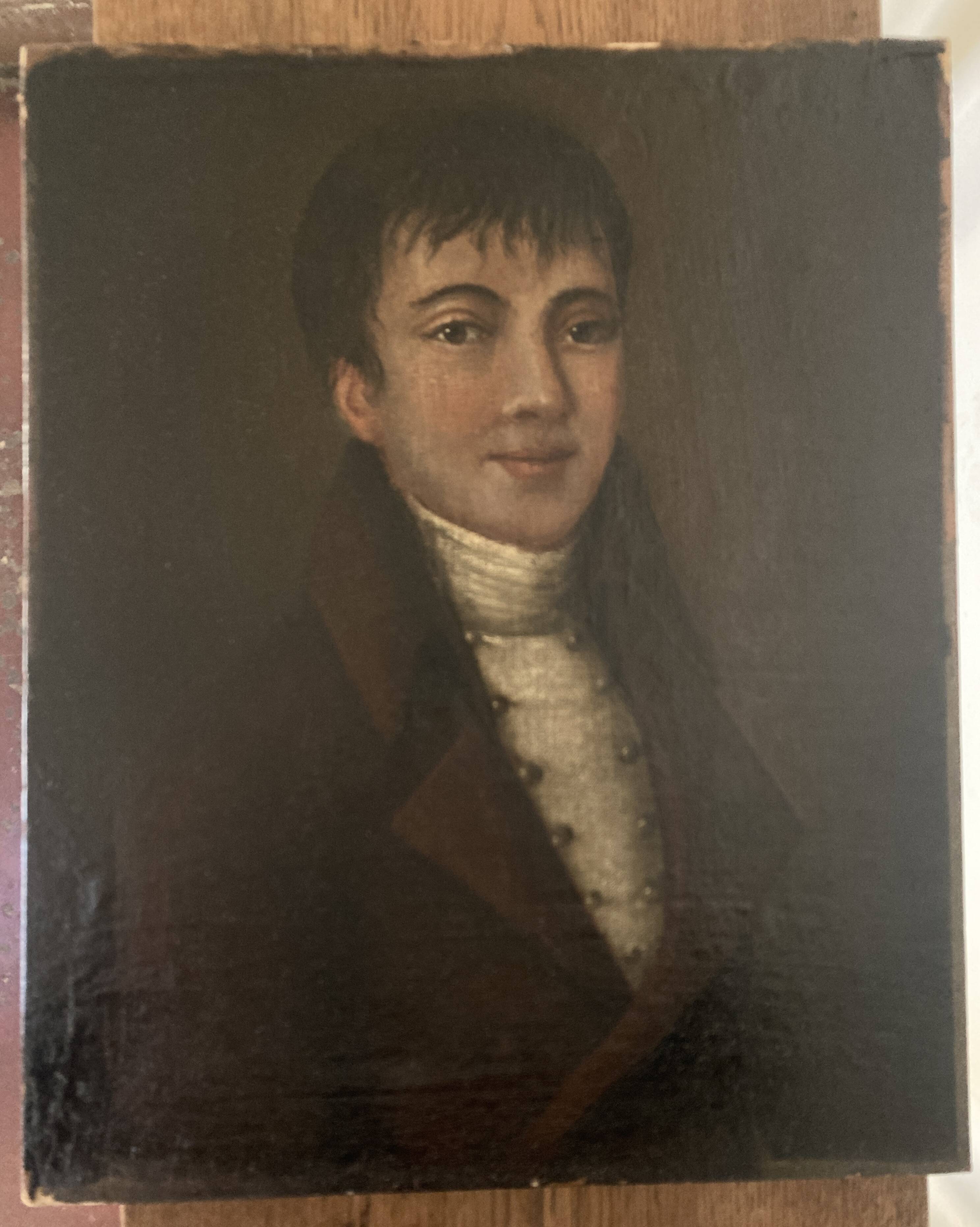 Portrait of a young man from the late 18th century, Directoire period, oil on canvas