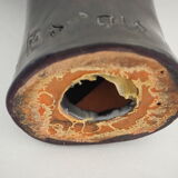 Hand-sculptured candlestick signed Jean Marais - Vallauris - Cocteau