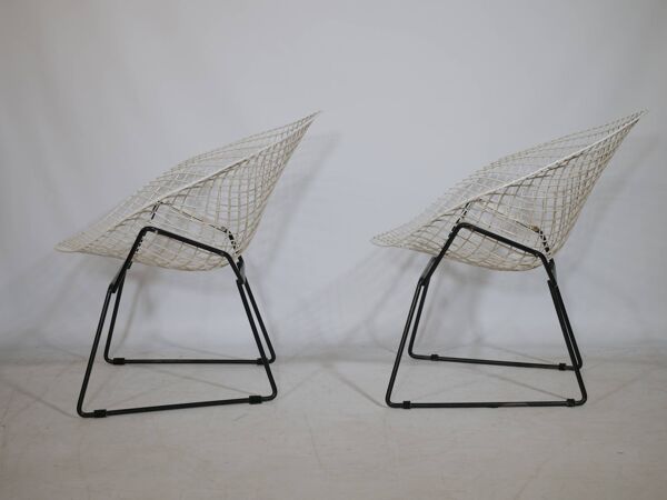 Chaise Diamond par Harry Bertoia pour Knoll, lot de 2, années 1950/60 Chaise longue en fil de fer