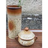 Potter's top cylinder vase in enamelled sandstone