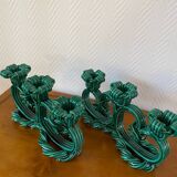Vallauris 1950 barbotine candlesticks