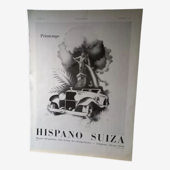 Publicité papier issue d'une revue d'époque année 1934  Hispono Suiza