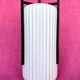 LAMP/IRON SUSPENSION FORGED OPAQUE WHITE GLASS CYLINDRICAL TUBE