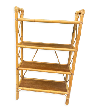 Etagere sur pieds en rotin vintage