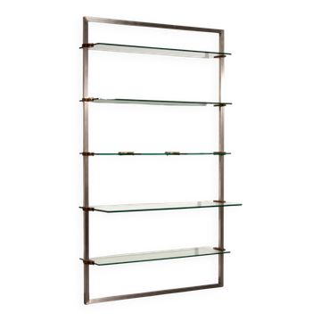 Cabinet d'angle Peter Ghyczy 1970 – modèle R16 emblématique en acier inoxydable et laiton