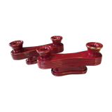 Two vintage raspberry candlesticks