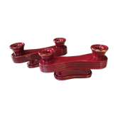 Two vintage raspberry candlesticks