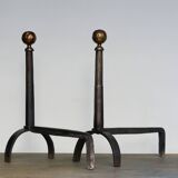 Monumental chenets for fireplace - Italian production - Minimalist design