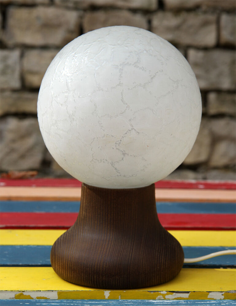 Vintage wooden and glass lamp 1970