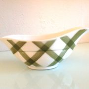 Moulin des Loups green tablecloth model gravy boat / 50s-60s
